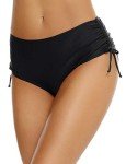 Women’s Full Coverage Mid-Waisted Bikini Bottoms - Black