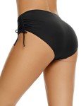 Women’s Full Coverage Mid-Waisted Bikini Bottoms - Black