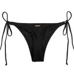 Relleciga Women's Black Tie-Side Bikini Bottom L