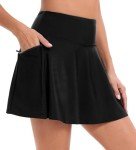 Oyamiki Women's Black Tummy Control Swim Skirt