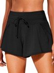 Bsubseach Women's Black High Waisted Swim Shorts