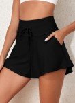 Bsubseach Women's Black High Waisted Swim Shorts