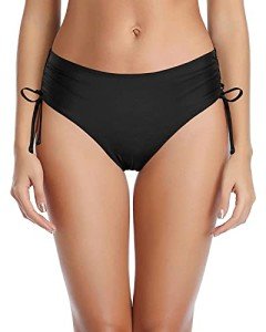 Black Adjustable Side Tie Bikini Bottom for Women