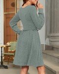 WNEEDU Women's Long Sleeve Sweater Dress - Army Green