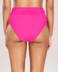High Waisted Tummy Control Swim Bottoms - Hot Pink