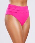 High Waisted Tummy Control Swim Bottoms - Hot Pink