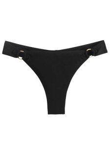 Black Low Waisted Thong Bikini Bottoms Size Large