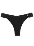 Black Low Waisted Thong Bikini Bottoms Size Large