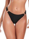 Black Low Waisted Thong Bikini Bottoms Size Large