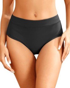 Tempt Me Women's Mid Waist Black Bikini Bottoms