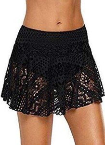 Cokarsey Women's Black Lace Bikini Skirted Bottom