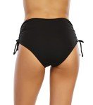 High Waisted Black Ruched Bikini Bottoms for Women