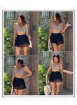 Layered Ruffle Swimdress Skirt for Women - Black