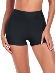 High-Waisted Black Swim Board Shorts for Women