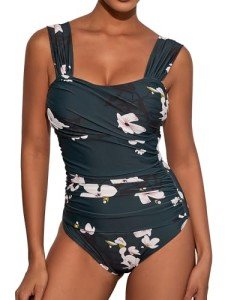 Floral Green Tummy Control One Piece Swimsuit