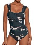 Floral Green Tummy Control One Piece Swimsuit