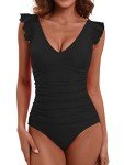 LAPHEE ROSE Black Tummy Control One Piece Swimsuit