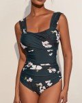 Floral Green Tummy Control One Piece Swimsuit