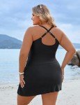 Plus Size Tummy Control Swim Dress - Black