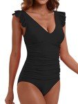 LAPHEE ROSE Black Tummy Control One Piece Swimsuit