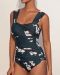 Floral Green Tummy Control One Piece Swimsuit