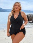 Plus Size Tummy Control Swim Dress - Black