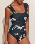 Floral Green Tummy Control One Piece Swimsuit