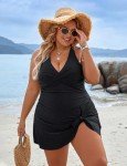 Plus Size Tummy Control Swim Dress - Black