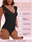 LAPHEE ROSE Black Tummy Control One Piece Swimsuit