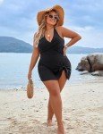 Plus Size Tummy Control Swim Dress - Black