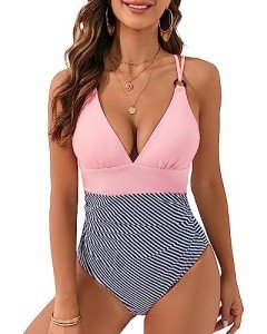 VECENEY Women's Tummy Control One Piece Swimsuit