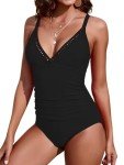 Criss Cross Tummy Control One-Piece Swimsuit - Black