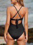 Aleumdr Women's Cheeky V Neck Ribbed Swimsuit