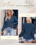 Tanmolo Womens Long Sleeve Tops V-Neck Tshirt Elegant Puff Sleeve Blouse Ladies Work Business Shirts Grey Blue XL
