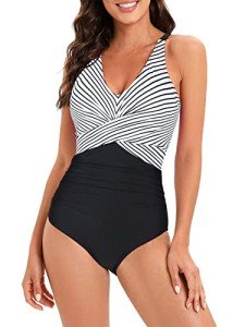 Women's Tummy Control Criss Cross One Piece Swimsuit