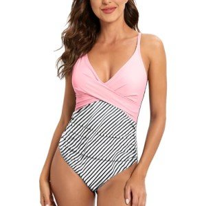 YNIQUE Women's V Neck Tummy Control Swimsuit