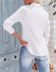 Zeagoo White Button Down Shirts for Women Long Sleeve V Neck Tops Collared Dress Shirts Casual Work Office Blouses
