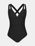 CUPSHE Deep V Neck Black One Piece Swimsuit