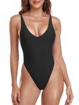 Colloyes Women's Low Back One Piece Swimsuit - Black