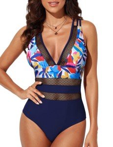 Bsubseach Women’s V Neck Tummy Control Swimsuit