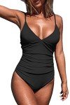 CUPSHE Women's Black V-Neck Tummy Control Swimsuit