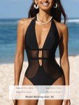 CUPSHE Women's Black Deep V Halter One-Piece Swimsuit