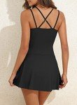 Slimming V Neck Swimdress for Women - Black