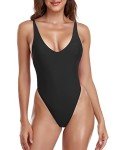 Black High Cut Low Back Thong Swimsuit - Medium