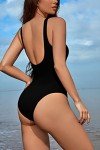 Meyeeka Women's Tummy Control V-Neck Monokini - Black