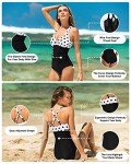 Polka Dot V Neck One Piece Swimsuit for Women
