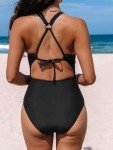 CUPSHE Women's Black One Piece Swimwear with Tummy Control