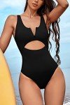 Meyeeka Women's Tummy Control V-Neck Monokini - Black