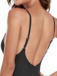 Black High Cut Low Back Thong Swimsuit - Medium