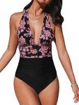 CUPSHE Women's V Neck Backless Ruched Swimsuit